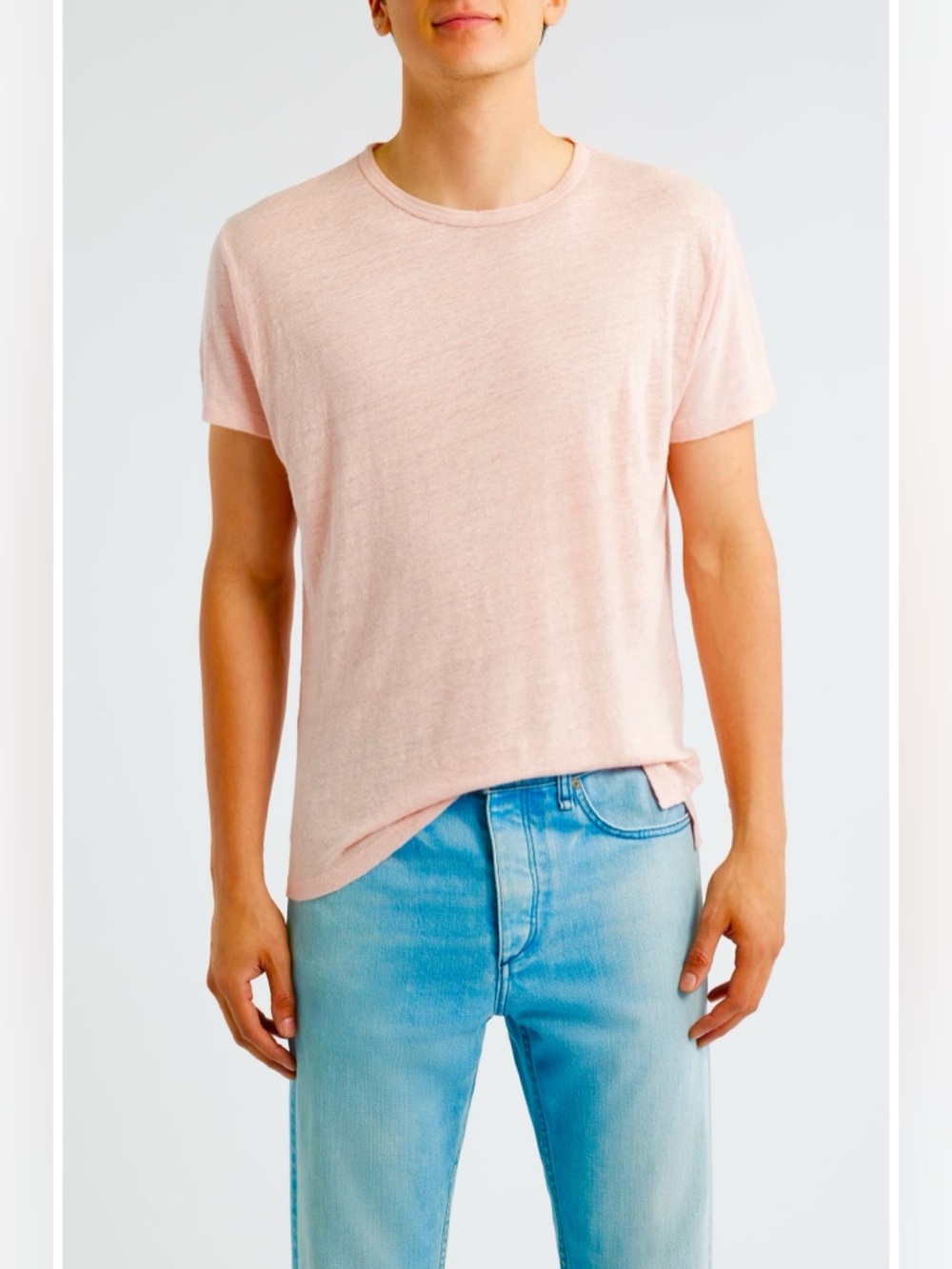Alex Crane Sun Tee Shirt Men's Medium Pink Short Sleeve 100% Linen